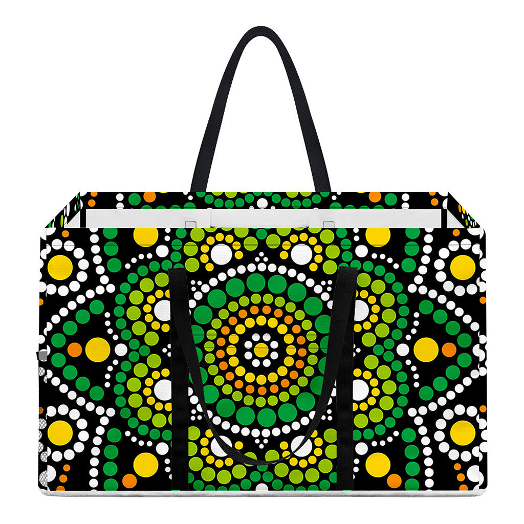 Green White Dot Mandala Print Utility Tote Bag
