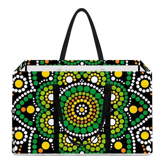 Green White Dot Mandala Print Utility Tote Bag