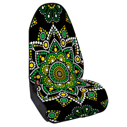 Green White Dot Mandala Print Waterproof Car Seat Cover