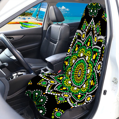 Green White Dot Mandala Print Waterproof Car Seat Cover
