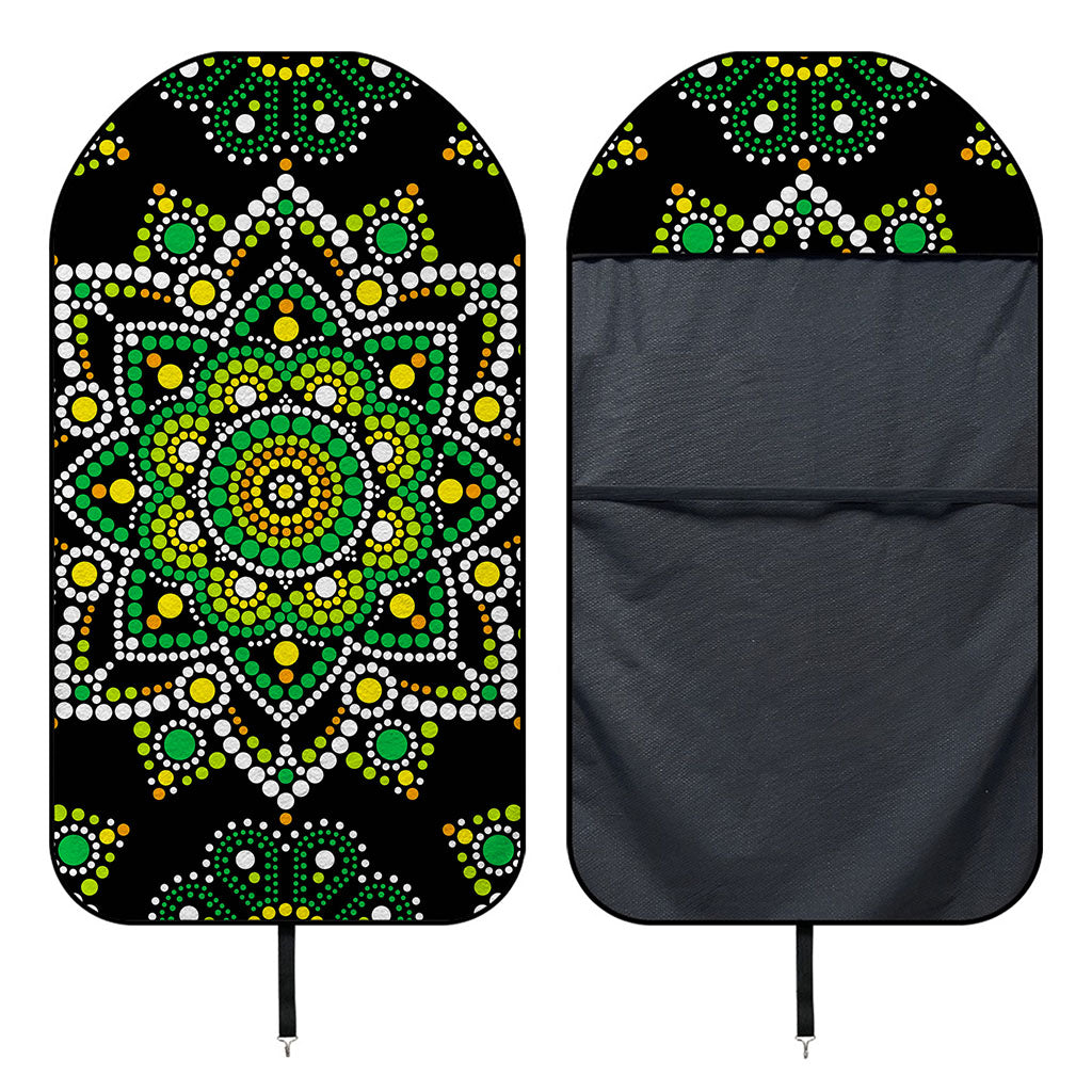 Green White Dot Mandala Print Waterproof Car Seat Cover