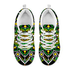 Green White Dot Mandala Print White Running Shoes