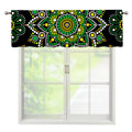 Green White Dot Mandala Print Window Valance