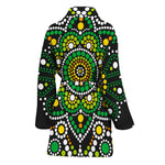 Green White Dot Mandala Print Women's Bathrobe