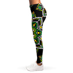 Green White Dot Mandala Print Women's Leggings
