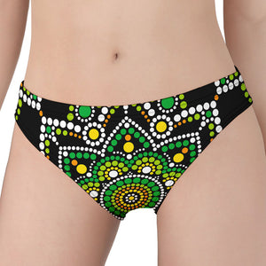 Green White Dot Mandala Print Women's Panties