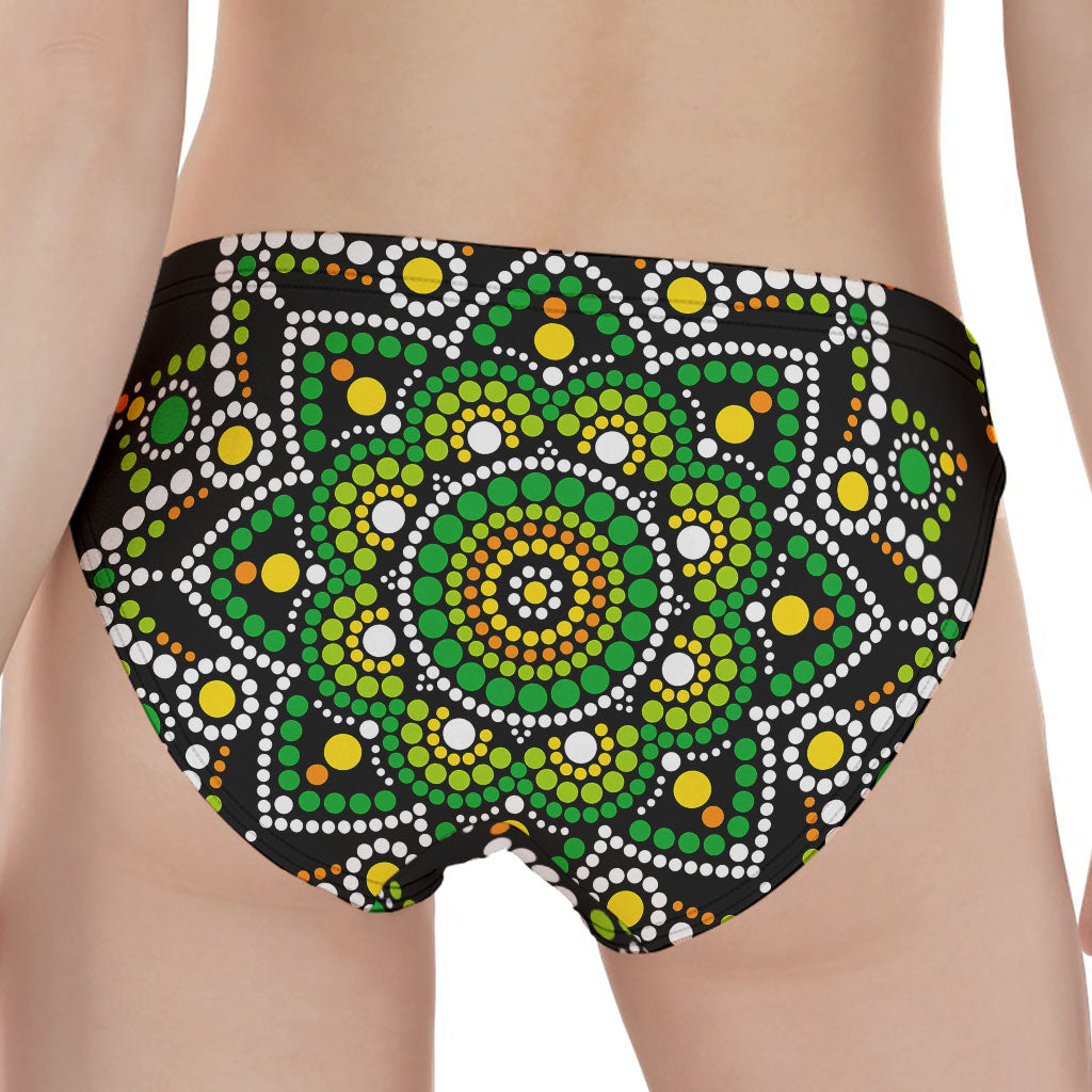 Green White Dot Mandala Print Women's Panties