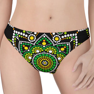 Green White Dot Mandala Print Women's Thong