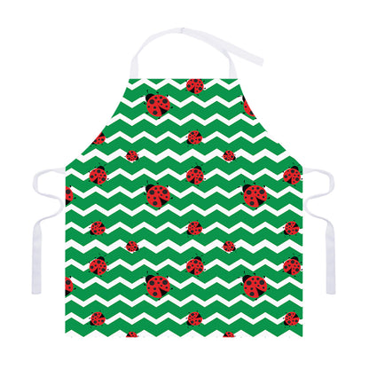 Green Zigzag Ladybird Pattern Print Adjustable Apron