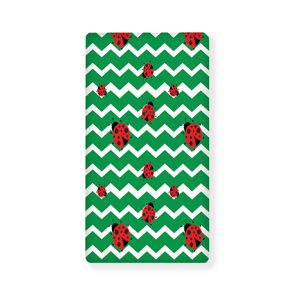 Green Zigzag Ladybird Pattern Print Baby Crib Sheet