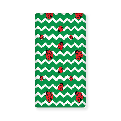 Green Zigzag Ladybird Pattern Print Baby Crib Sheet