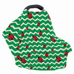 Green Zigzag Ladybird Pattern Print Baby Seat Cover