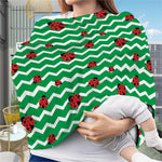 Green Zigzag Ladybird Pattern Print Baby Seat Cover