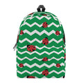 Green Zigzag Ladybird Pattern Print School Backpack