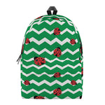 Green Zigzag Ladybird Pattern Print Backpack