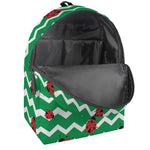 Green Zigzag Ladybird Pattern Print Backpack
