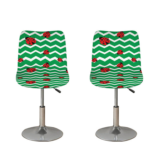 Green Zigzag Ladybird Pattern Print Bar Stool Covers