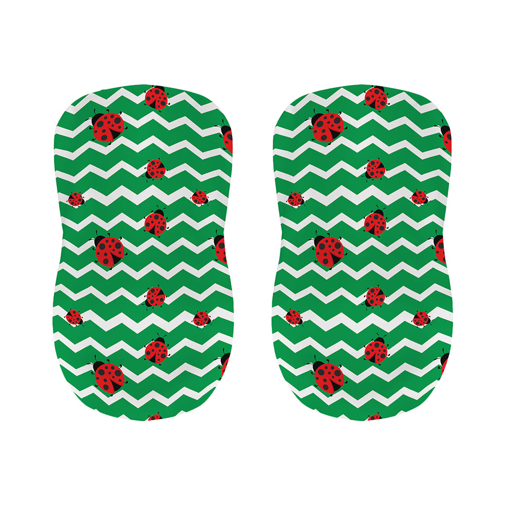 Green Zigzag Ladybird Pattern Print Bar Stool Covers