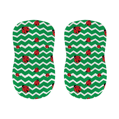 Green Zigzag Ladybird Pattern Print Bar Stool Covers