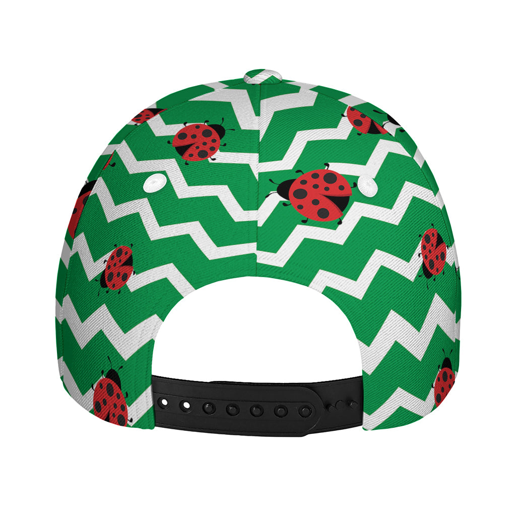 Green Zigzag Ladybird Pattern Print Baseball Cap