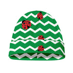 Green Zigzag Ladybird Pattern Print Beanie