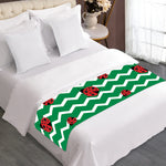 Green Zigzag Ladybird Pattern Print Bed Runner