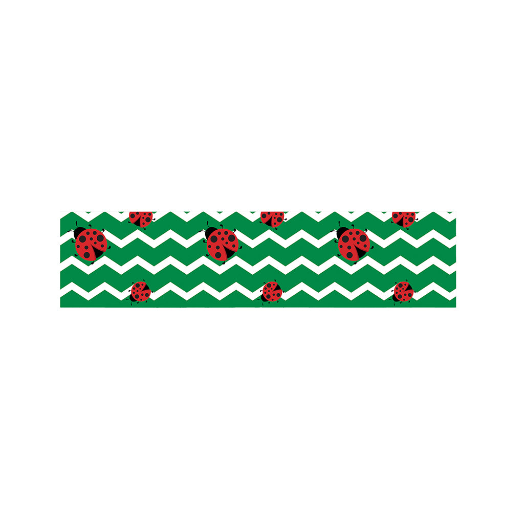 Green Zigzag Ladybird Pattern Print Bed Runner