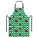 Green Zigzag Ladybird Pattern Print Bib Apron With Pocket