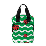 Green Zigzag Ladybird Pattern Print Bible Tote Bag
