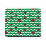 Green Zigzag Ladybird Pattern Print Bifold Wallet