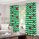 Green Zigzag Ladybird Pattern Print Blackout Grommet Curtains