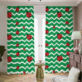 Green Zigzag Ladybird Pattern Print Dimout Pencil Pleat Curtains