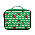 Green Zigzag Ladybird Pattern Print Briefcase Bible Bag