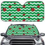 Green Zigzag Ladybird Pattern Print Car Windshield Sun Shade