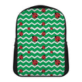 Green Zigzag Ladybird Pattern Print Casual Backpack