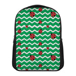 Green Zigzag Ladybird Pattern Print Casual Backpack
