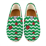Green Zigzag Ladybird Pattern Print Casual Shoes