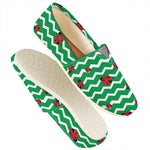 Green Zigzag Ladybird Pattern Print Casual Shoes