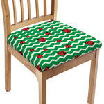 Green Zigzag Ladybird Pattern Print Chair Cushion Cover
