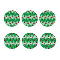 Green Zigzag Ladybird Pattern Print Coaster Set