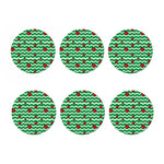 Green Zigzag Ladybird Pattern Print Coaster Set