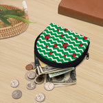 Green Zigzag Ladybird Pattern Print Coin Purse