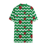 Green Zigzag Ladybird Pattern Print Cotton Hawaiian Shirt