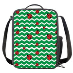 Green Zigzag Ladybird Pattern Print Crossbody Lunch Bag