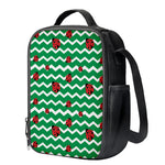 Green Zigzag Ladybird Pattern Print Crossbody Lunch Bag