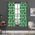 Green Zigzag Ladybird Pattern Print Grommet Curtain Panels