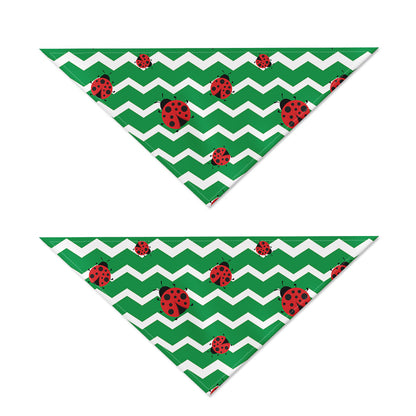 Green Zigzag Ladybird Pattern Print Dog Bandana