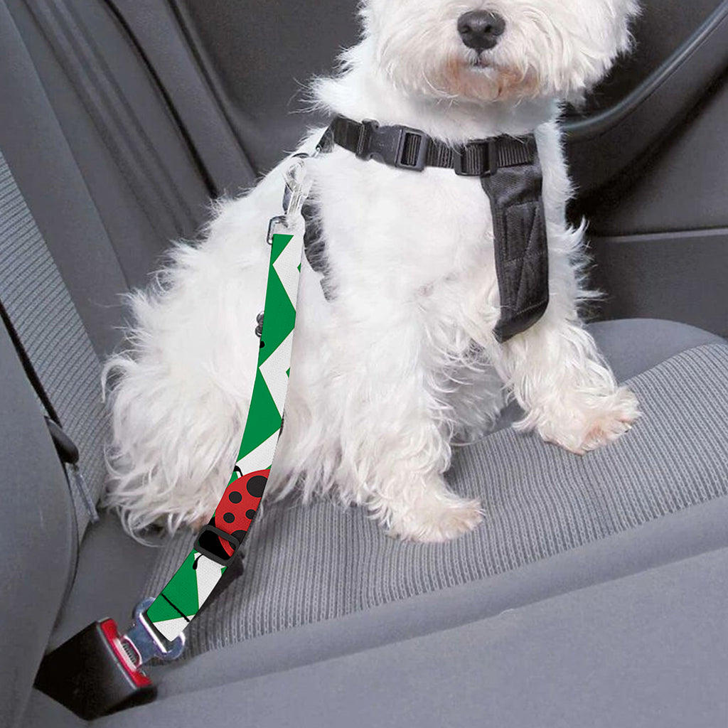 Green Zigzag Ladybird Pattern Print Dog Seat Belt
