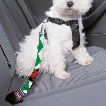 Green Zigzag Ladybird Pattern Print Dog Seat Belt