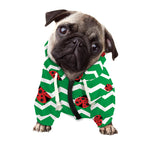 Green Zigzag Ladybird Pattern Print Dog Zip Up Hoodie